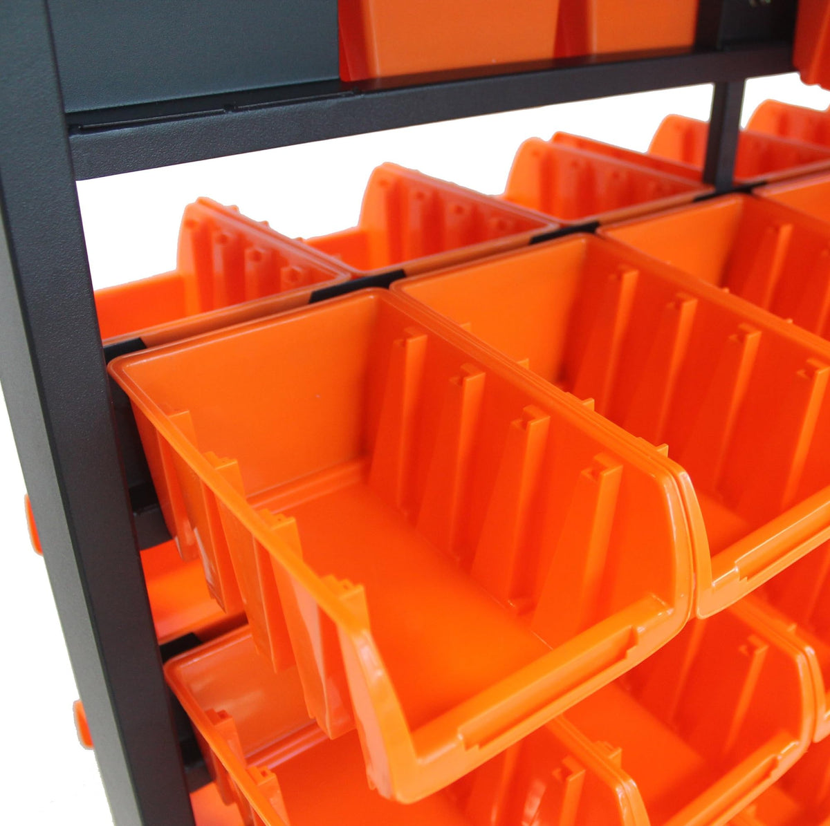 7 tier dual sided rolling storage bin rack parts organizer black heavy duty mobile utility cart