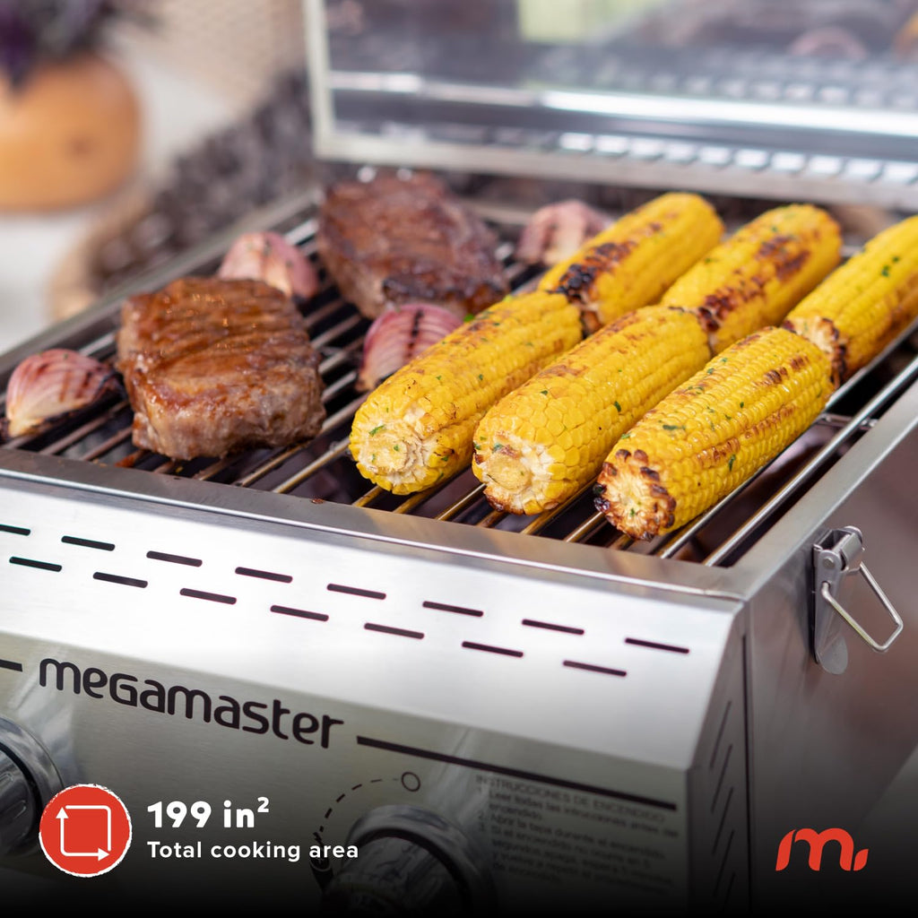 Portable tabletop 2 burner gas grill stainless steel barbecue with foldable legs for outdoor camping