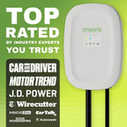 Level 2 EV Charger NACS Tesla Compatible 48 Amp Hardwired with Whip UL Energy Star WiFi EVSE 25ft Cable Black