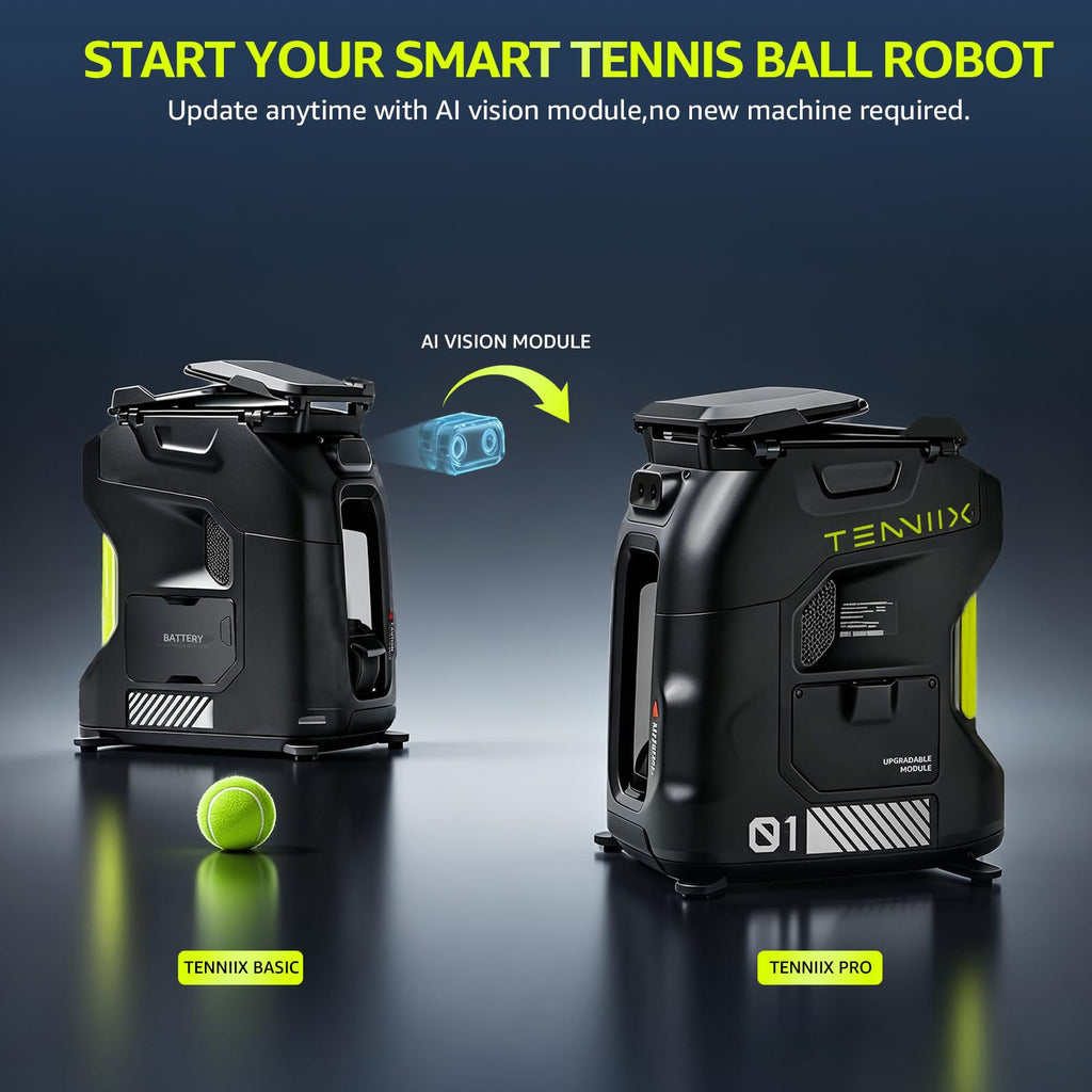 Portable tennis ball machine 18.7LB lightweight tennis robot for beginner training and practice
