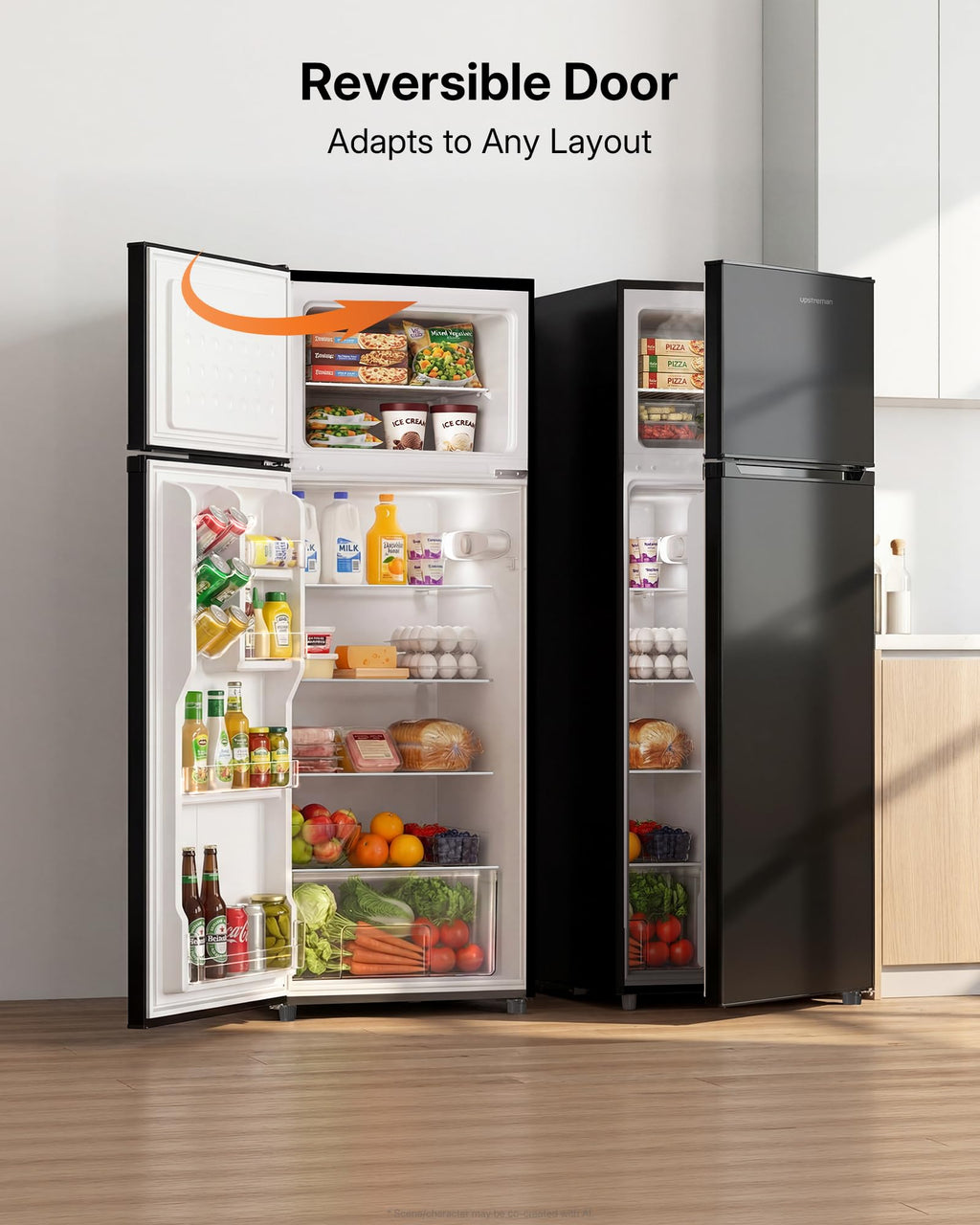 7.7 cu ft double door refrigerator with freezer compact fridge for home kitchen dorm small refrigerator