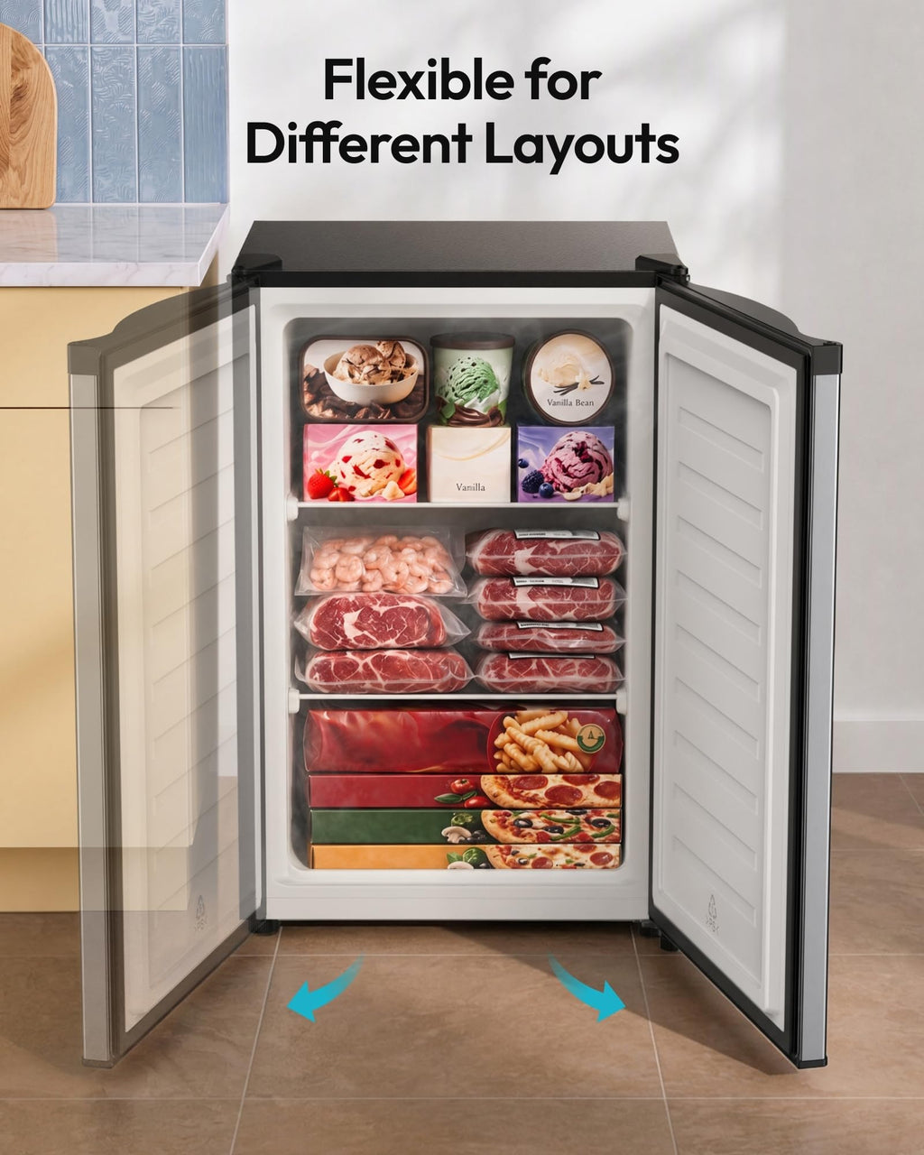 3.0 Cu.ft Upright Mini Freezer Small Compact Freezer for Home Kitchen Office Dorm Countertop Silver