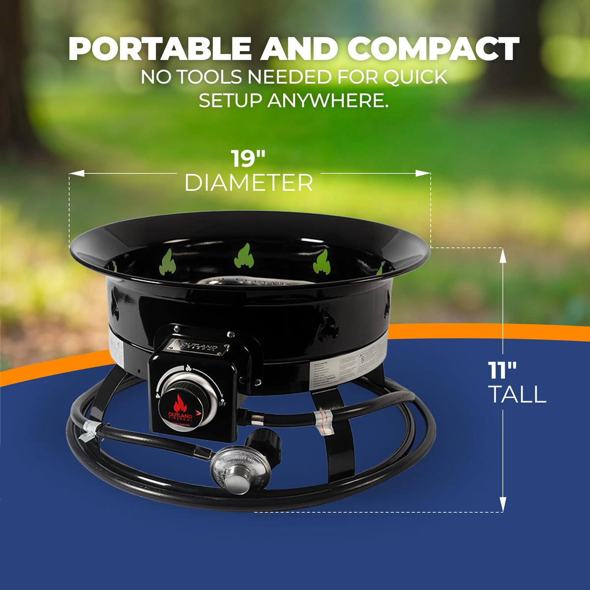 Portable Propane Fire Pit 19 Inch 58000 BTU Smokeless Firebowl with Cover Carry Kit Black 893 Deluxe