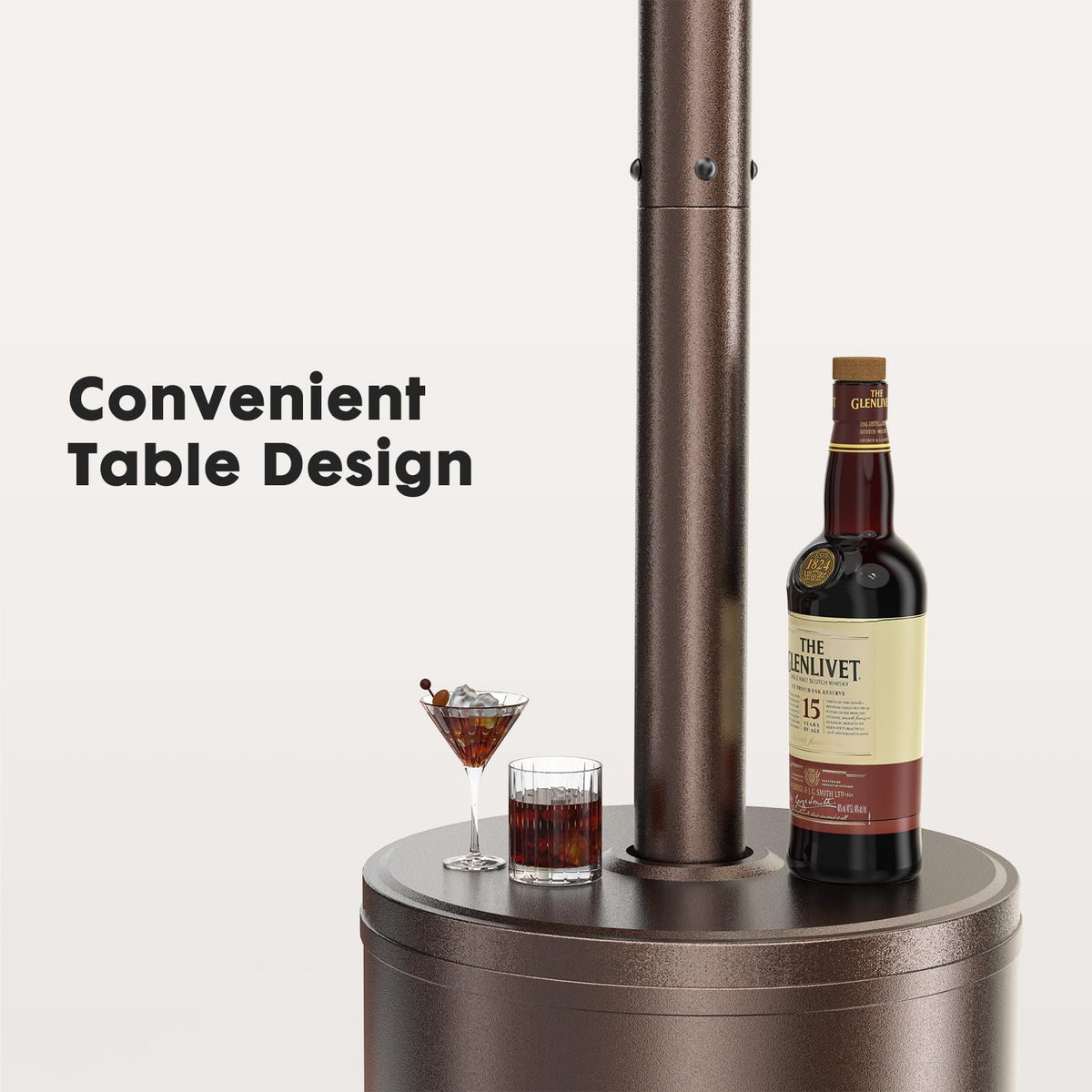 48000 BTU Outdoor Patio Propane Heater with Sandbox Wheels Portable Heating for Garden Backyard Deck