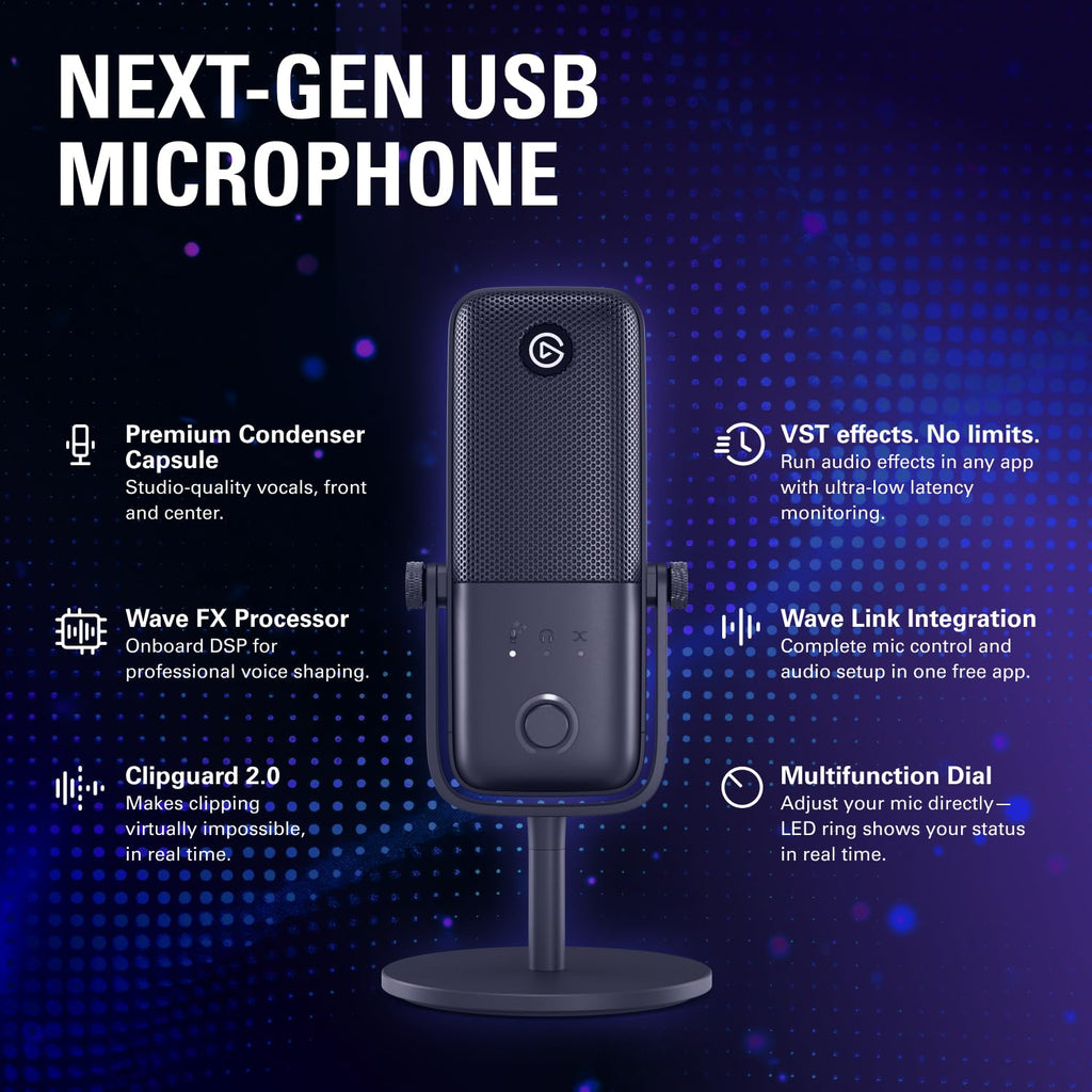 Wave 3 MK 2 USB Condenser Microphone with DSP Effects for Streaming Podcasting Recording and Content Creation
