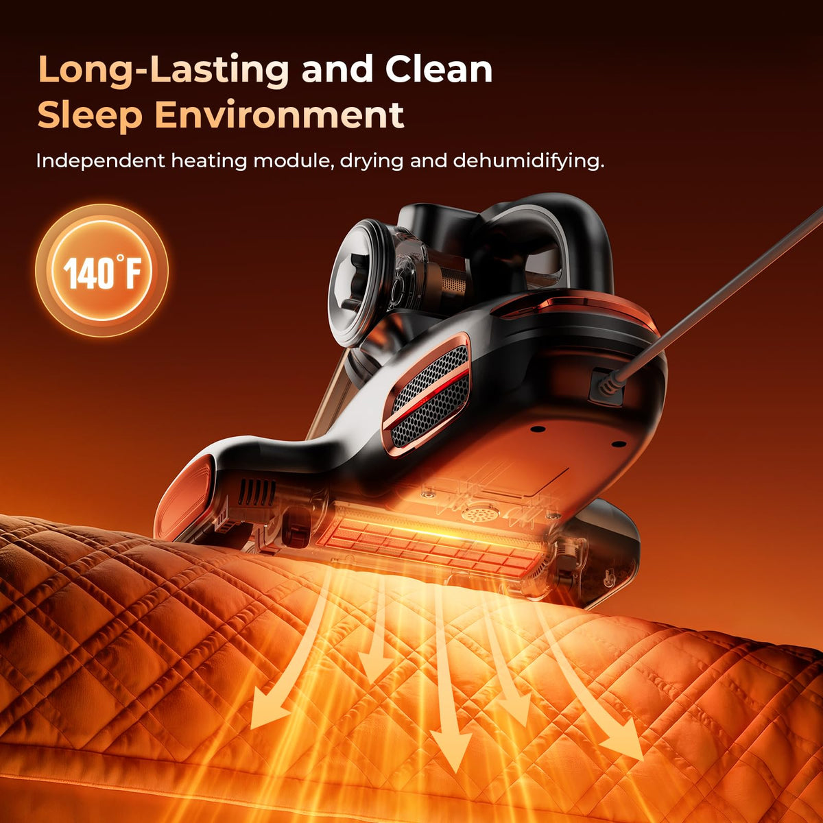 Powerful T600 Bed Mattress Vacuum Cleaner with UVC Light 15Kpa Suction 700W for Deep Home Cleaning