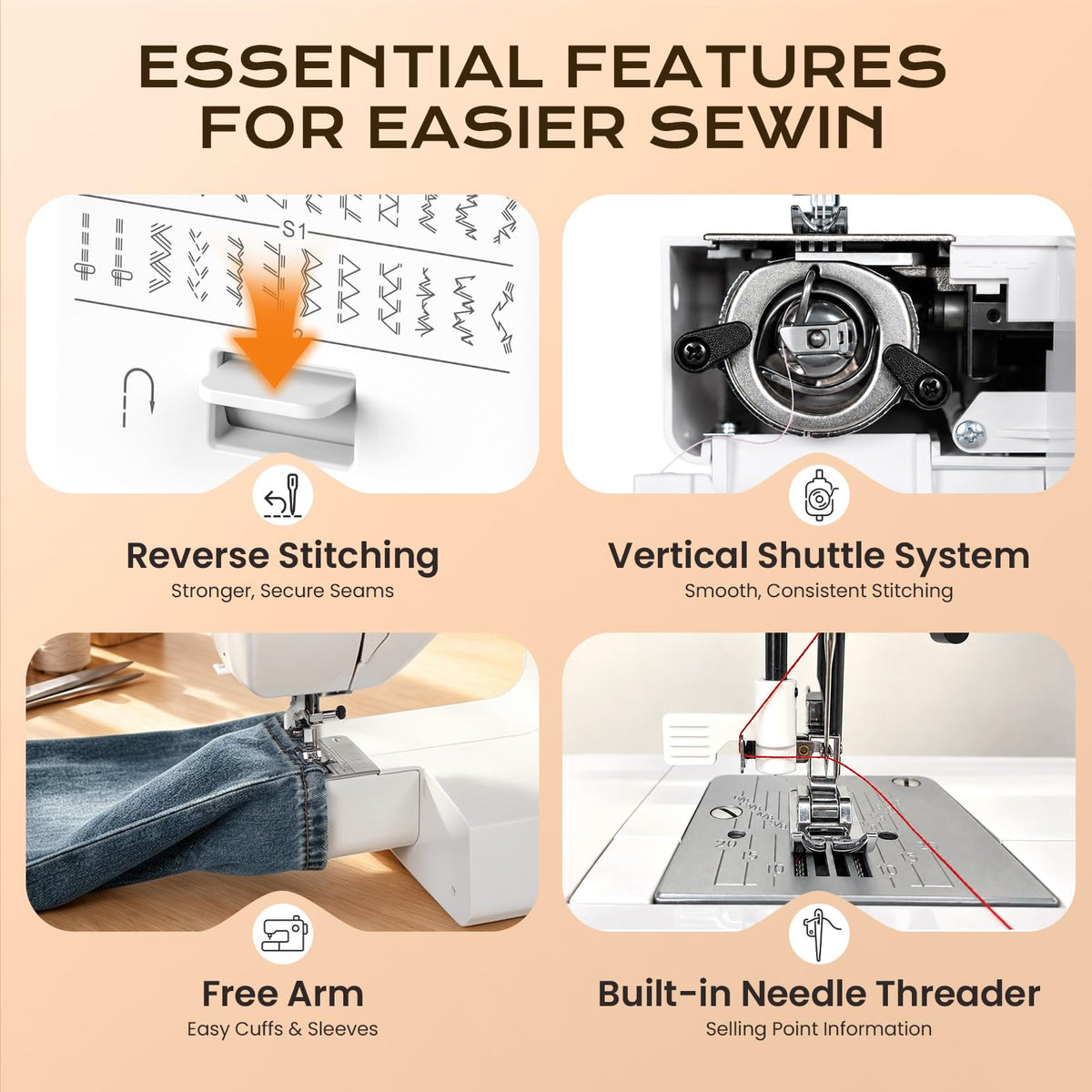 996P Mechanical Sewing Machine with 36 Built in Stitches for Beginners Household Daily Sewing