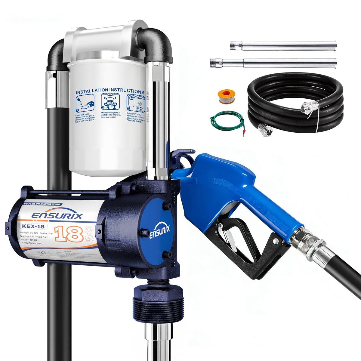 12V fuel transfer pump kit 18 GPM self priming electric pump for gasoline diesel oil high flow