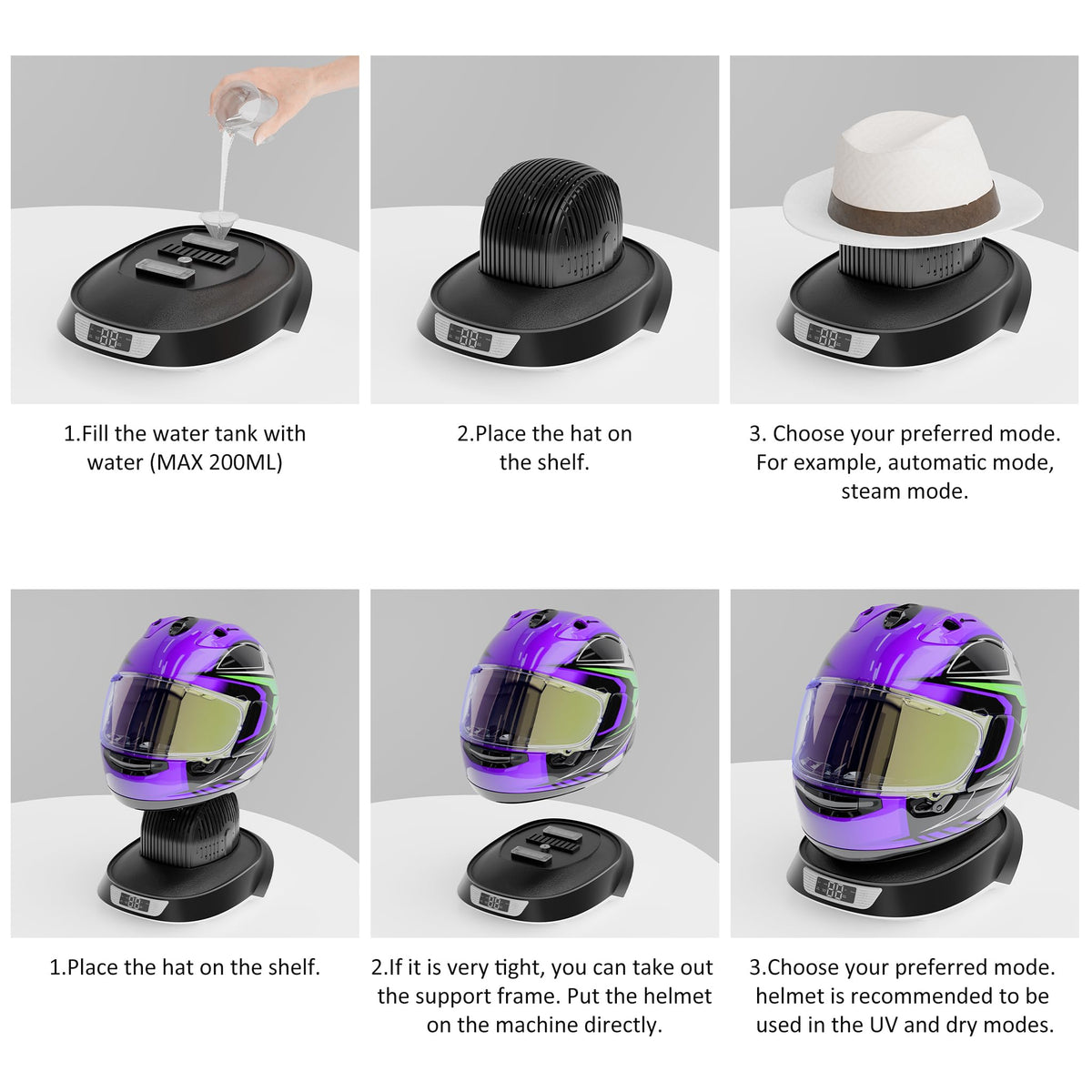 Hat Shaping and Steam Press Machine for Baseball Caps, Ozone Function