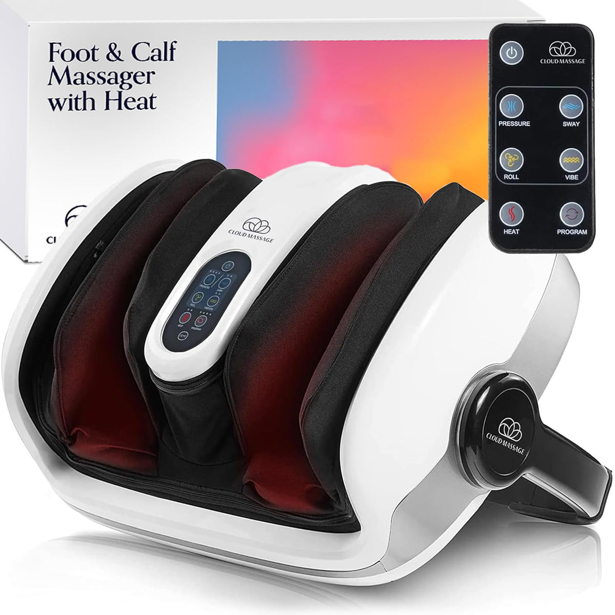 Shiatsu Foot Massager with Heat Standard Size White Deep Kneading Relaxation Therapy for Home Use