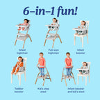 EveryStep Slim 6 in 1 Convertible Highchair Misty Infant Toddler Feeding Chair