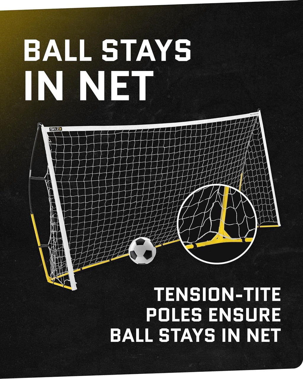 Quickster portable soccer goal backyard field durable Tension Tite frame 2 ply net adjustable click lock poles