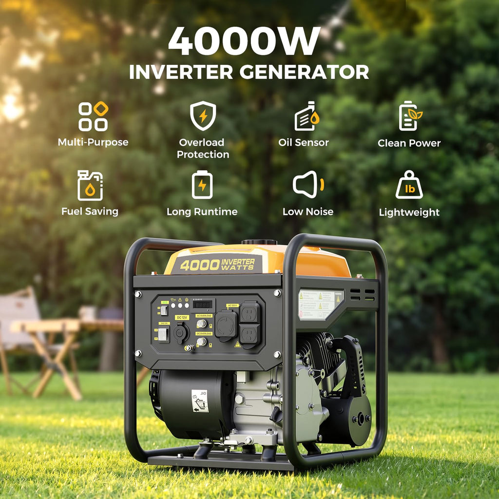 4000W Gas Powered Inverter Generator with 208cc Engine Portable Camping Power Supply for Outdoor Use