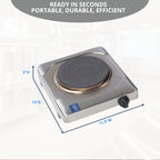 KR-S2 Portable Electric Hot Plate 1500W Cast Iron Single Burner Compact Countertop Electric Cooker