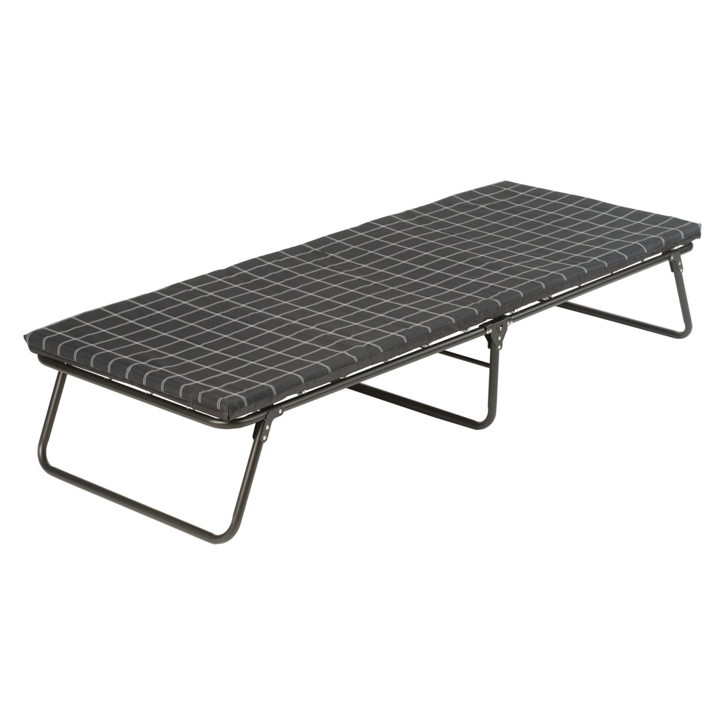 ComfortSmart big and tall folding steel camp cot with mattress pad plush pad for camping lounging guests