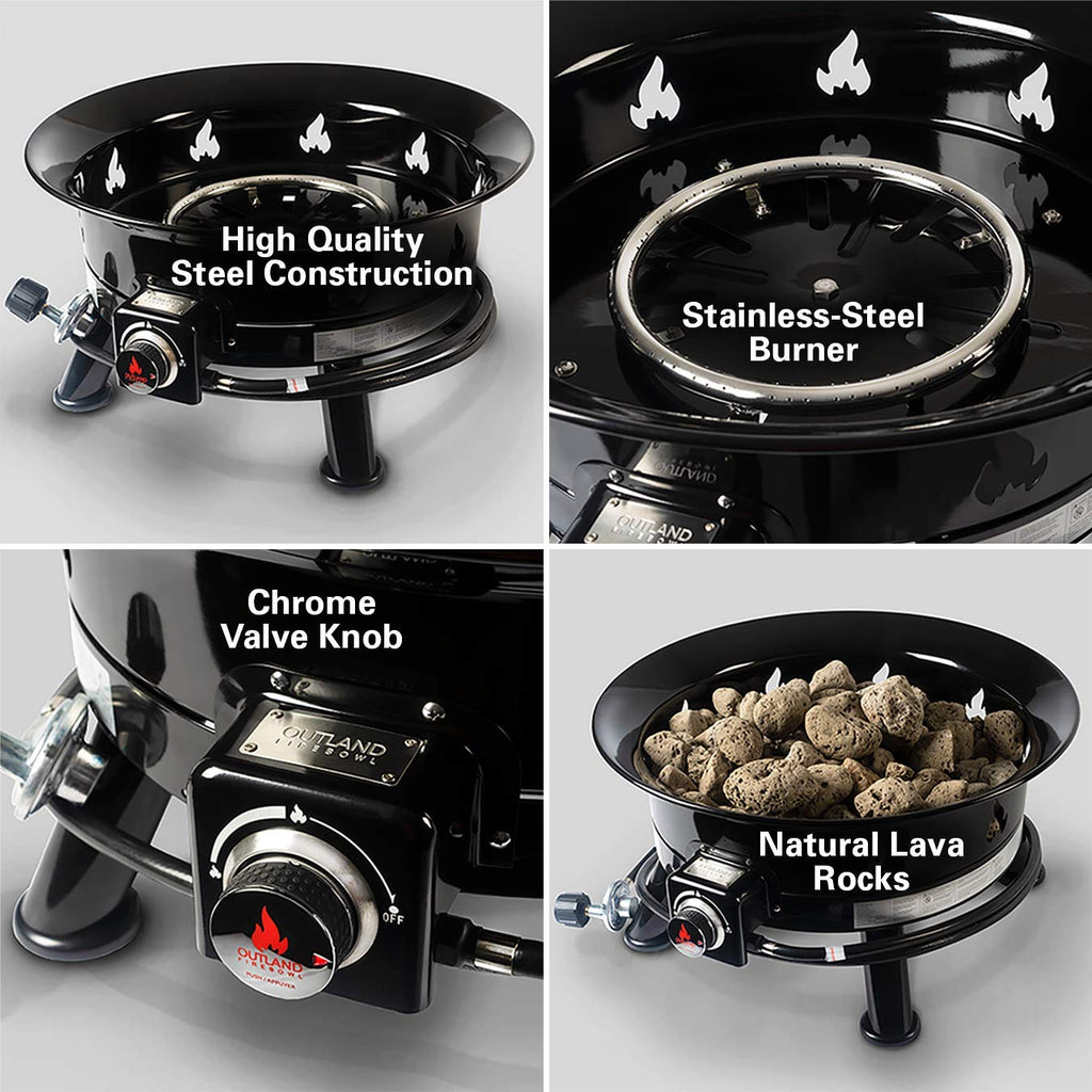 Firebowl smokeless propane fire pit 24 inch 58000 BTU portable outdoor UV weatherproof cover black 883 Mega