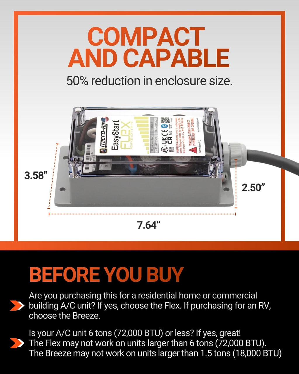 EasyStart Flex 398 Soft Start Kit for Home and RV Air Conditioner Energy Saving Easy Install