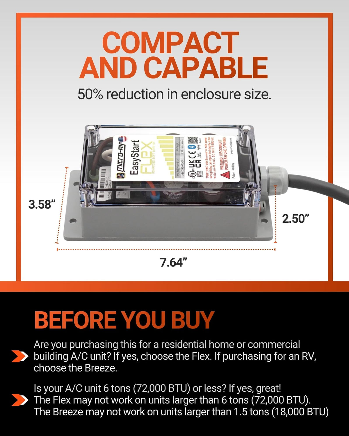 EasyStart Flex 398 Soft Start Kit for Home and RV Air Conditioner Energy Saving Easy Install