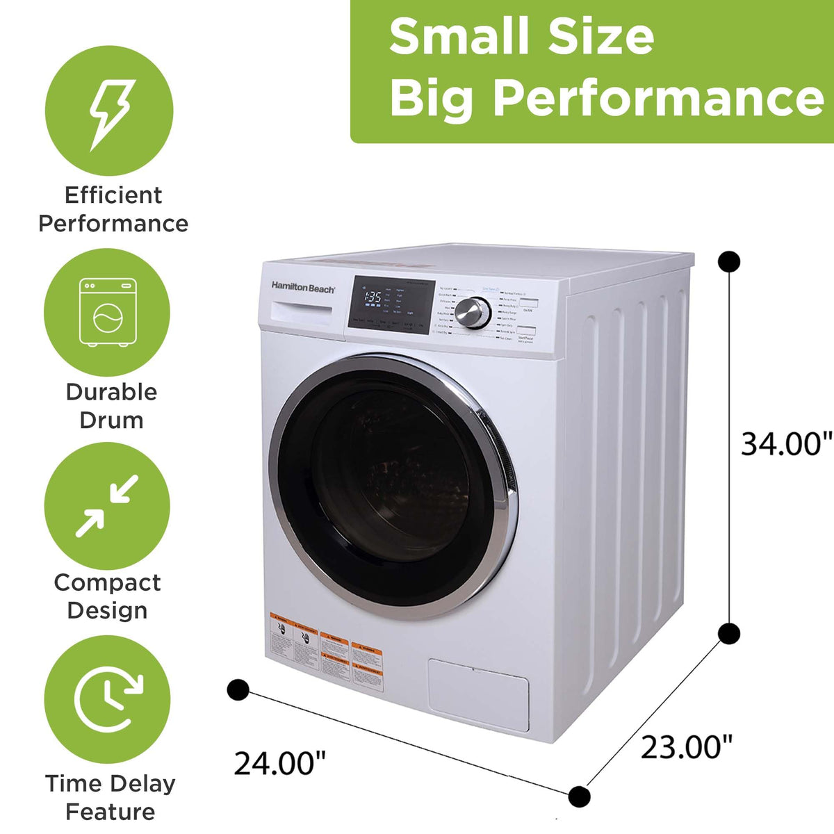 2.65 Cu Ft All In One Apartment Size Washer and Dryer Combo Compact Space Saving Design for Small Spaces