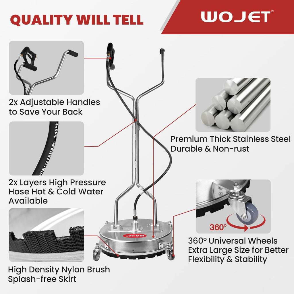20 inch commercial pressure washer surface cleaner with wheels 4500 PSI heavy duty for driveway patio