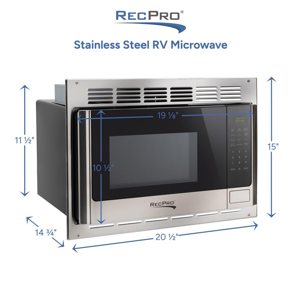 1.0 Cu Ft RV Microwave with Trim Kit Stainless Steel Microwave Oven for Camper Travel Trailer