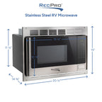 1.0 Cu Ft RV Microwave with Trim Kit Stainless Steel Microwave Oven for Camper Travel Trailer