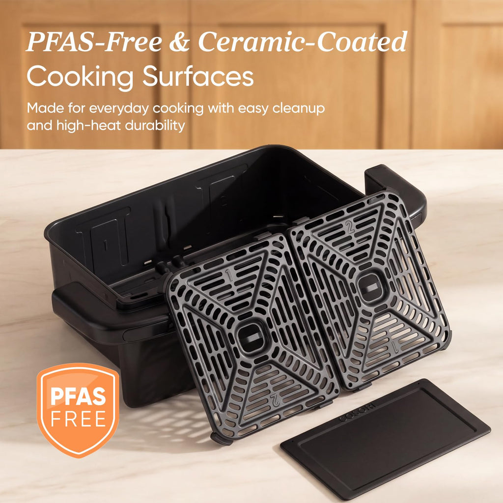 TWINFRY 9 QT Double Air Fryer with Removable Divider PFAS Free Ceramic Coating for Family Meals