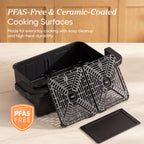 TWINFRY 9 QT Double Air Fryer with Removable Divider PFAS Free Ceramic Coating for Family Meals