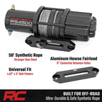 4,500 LB UTV ATV Winch ProSeries 1.4HP Electric 50 Ft Synthetic Rope Remote Waterproof 12V Off Road Recovery