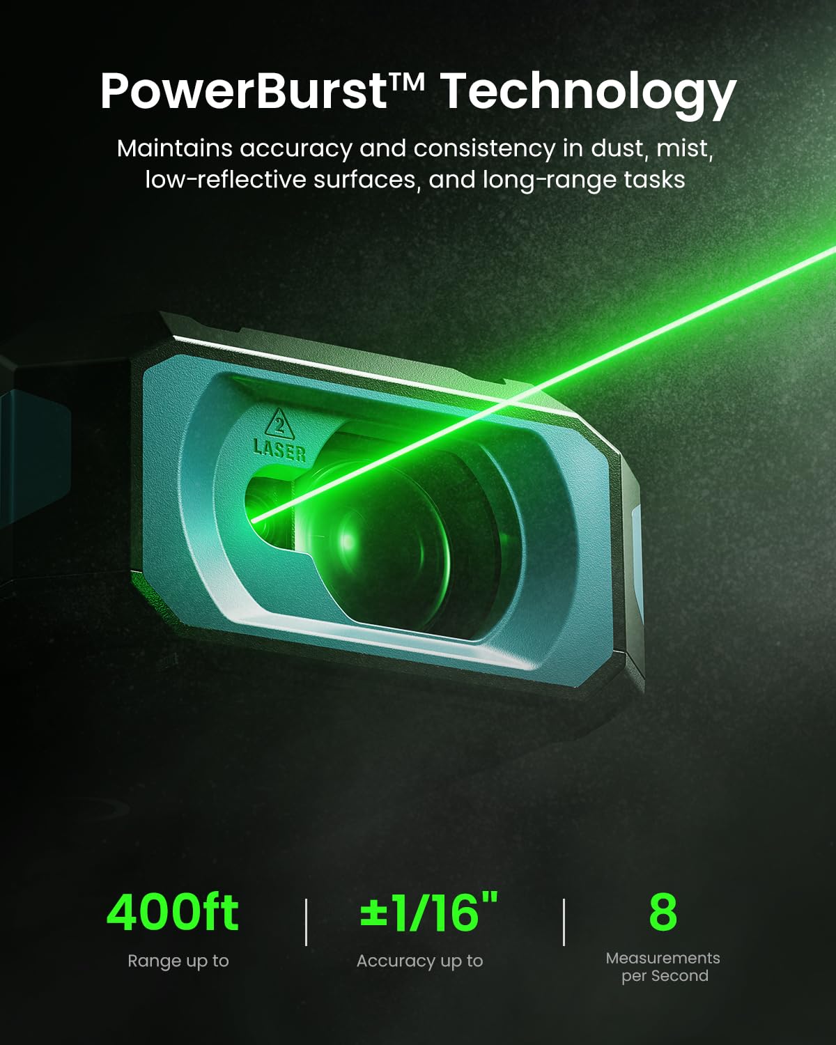 S50 Green Laser Distance Meter 400 ft Laser Measure P2P High Precision Portable Measuring Tool