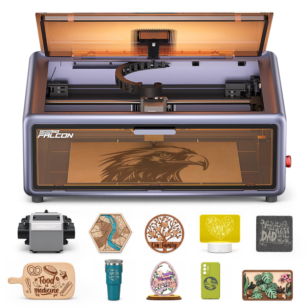Falcon A1 10W Laser Engraver 80W Enclosed 600mm/s HD Camera Auto Pos Smart Recognition Wood Metal Class 1