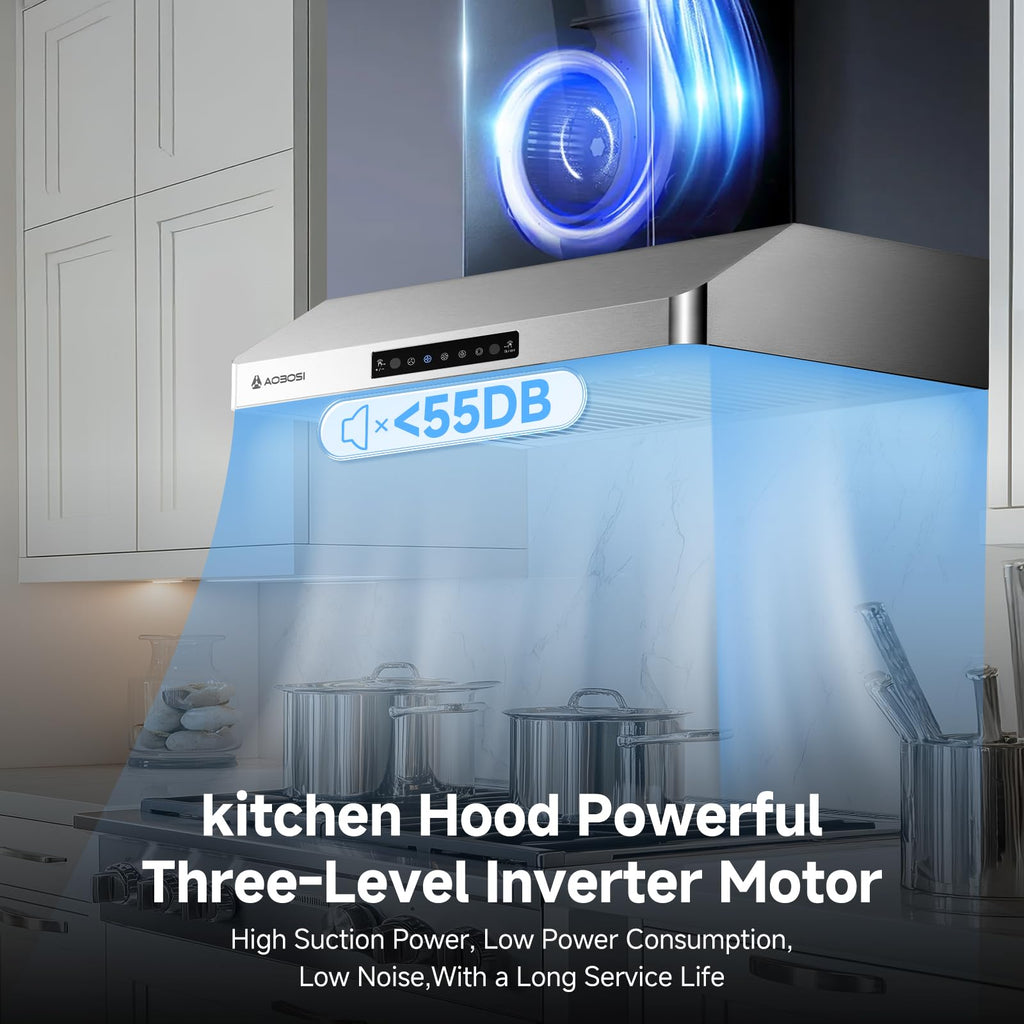 30 Inch Under Cabinet Range Hood Stainless Steel Kitchen Vent Hood Exhaust Fan for Home Kitchen