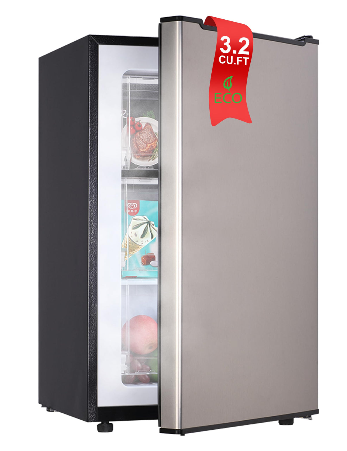 3.2 Cu Ft Mini Freezer Compact Upright Small Freezer Silver for Home Office Dorm Garage Bedroom