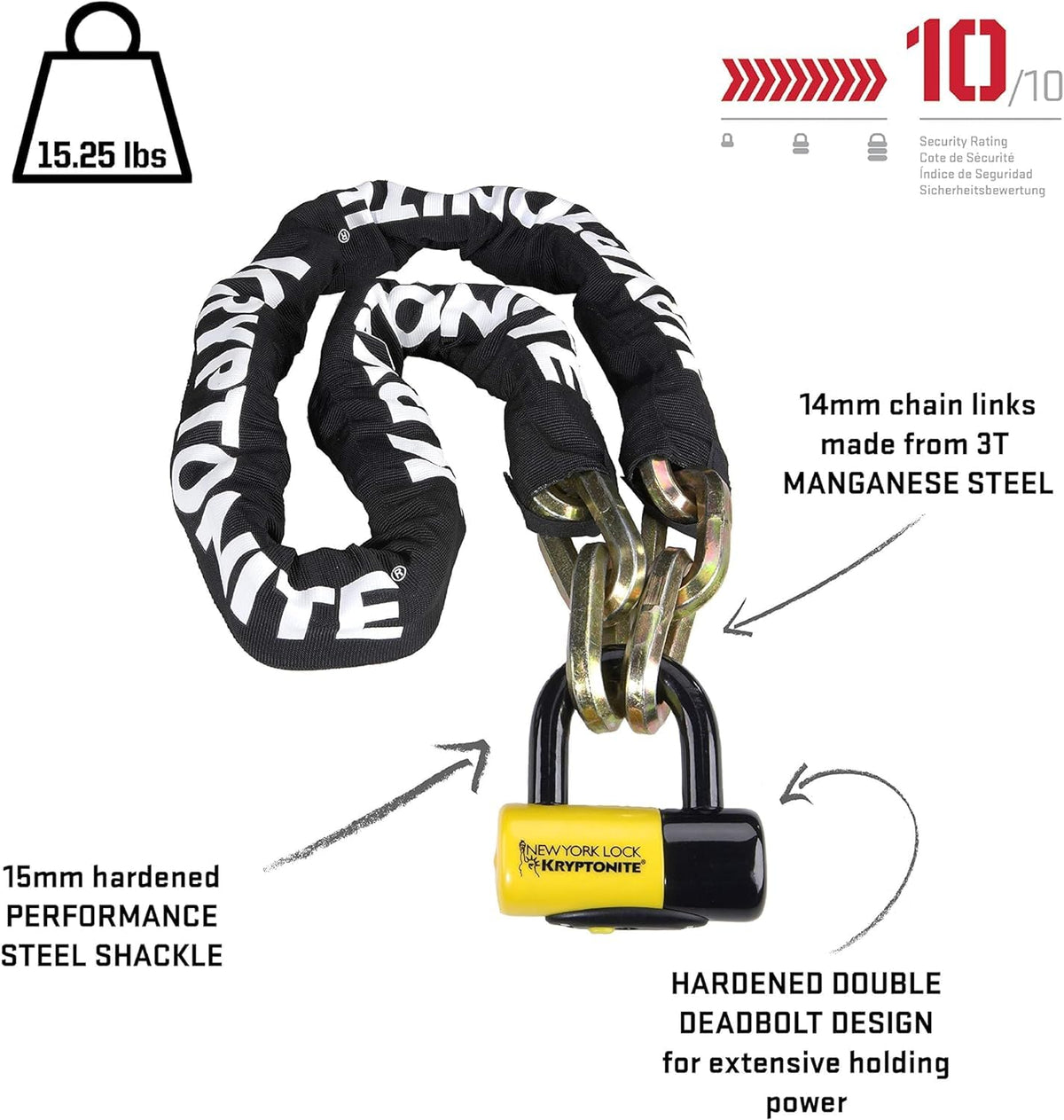 New York Fahgettaboudit Chain 1415 and New York Disc Lock Heavy Duty Motorcycle Bicycle Security Anti Theft