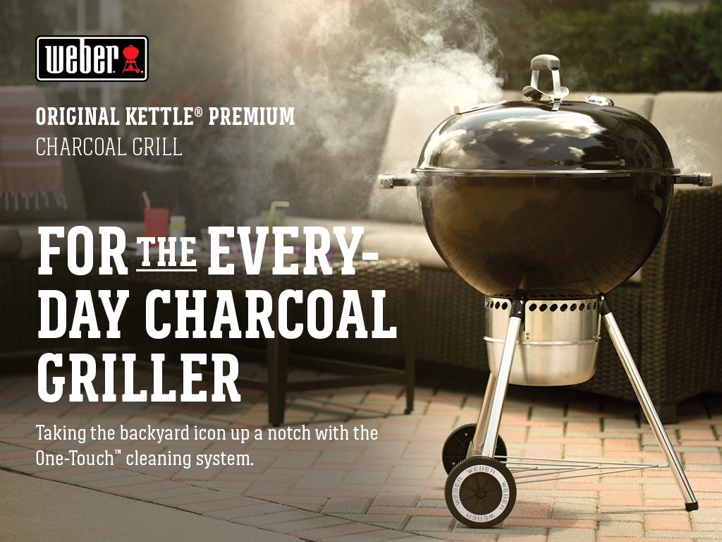 Original Kettle Premium Charcoal Grill 22 Inch Black Outdoor Barbecue Grill for Family Cooking