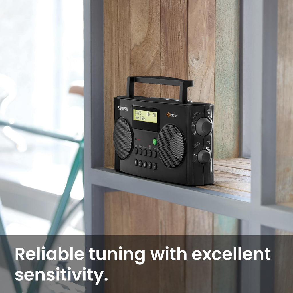 HDR-16 HD AM FM Portable Radio Black Compact Design for Home Travel and Outdoor Clear Listening
