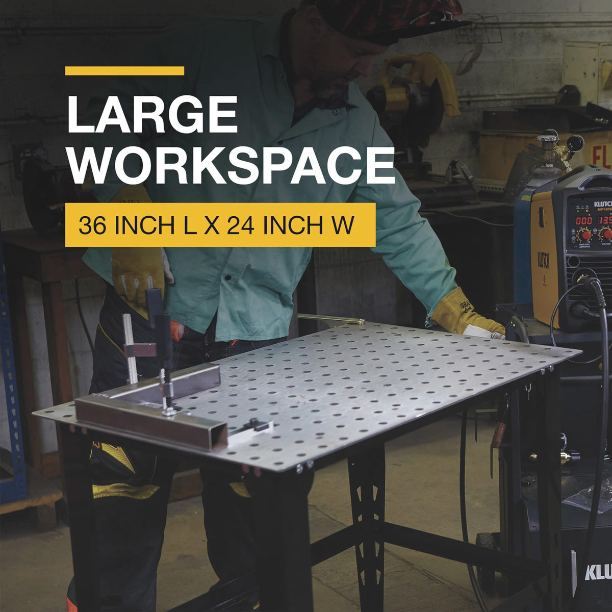 Steel welding table with 24 piece fit up tool kit 600 lb capacity heavy duty workbench for workshop