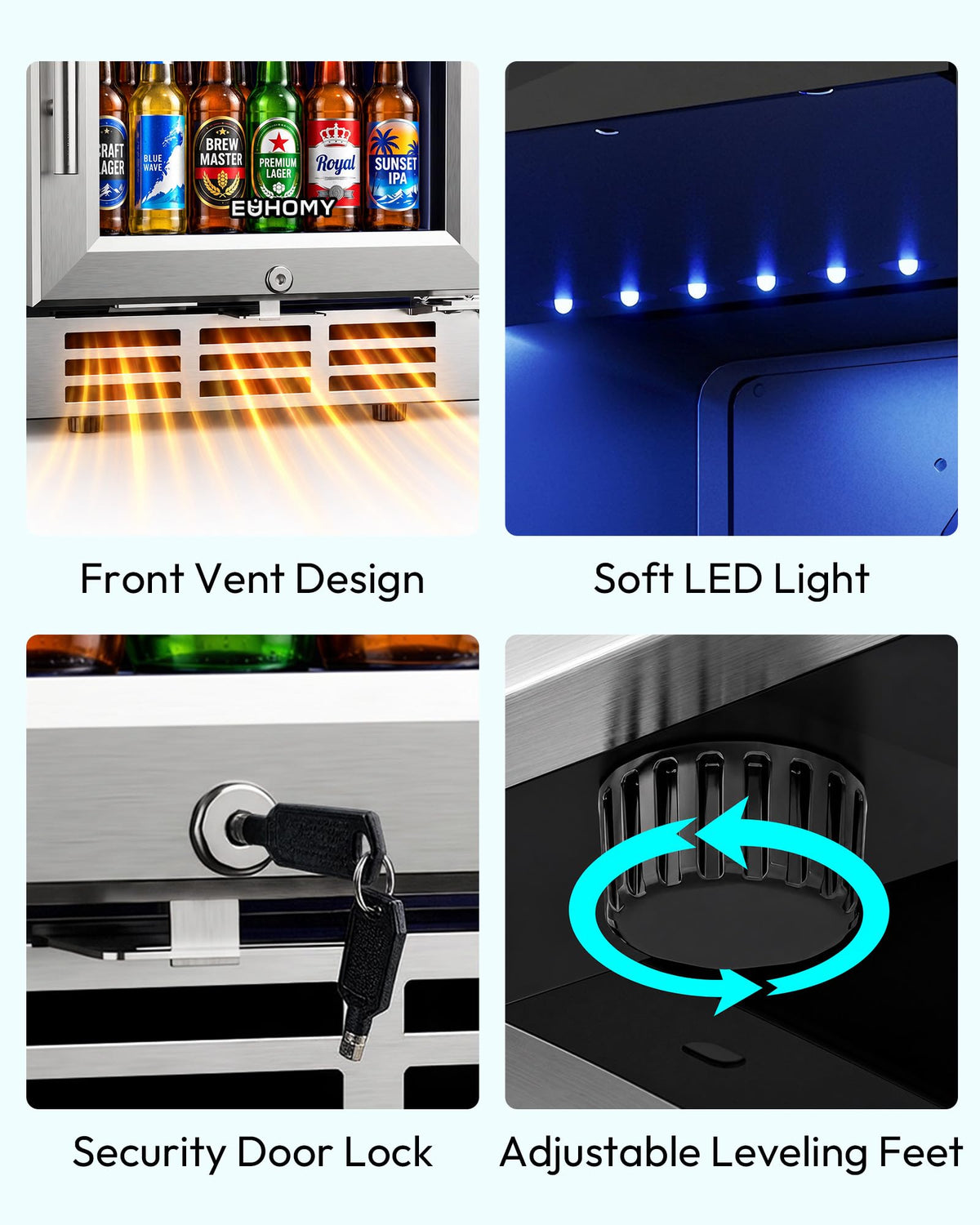 15 Inch Beverage Refrigerator 127 Cans Under Counter Refrigerator for Home Bar Office Kitchen