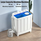 Portable 28lbs Twin Tub Washer with Drain Pump Semi automatic 18lbs Washer 10lbs Spinner Combo for Dorms RVs
