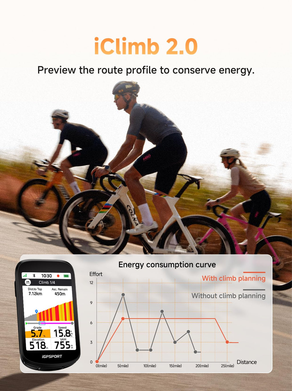 BSC500 GPS Bike Computer with 3.3 inch Touch Screen Map and Voice Navigation for Cycling Use
