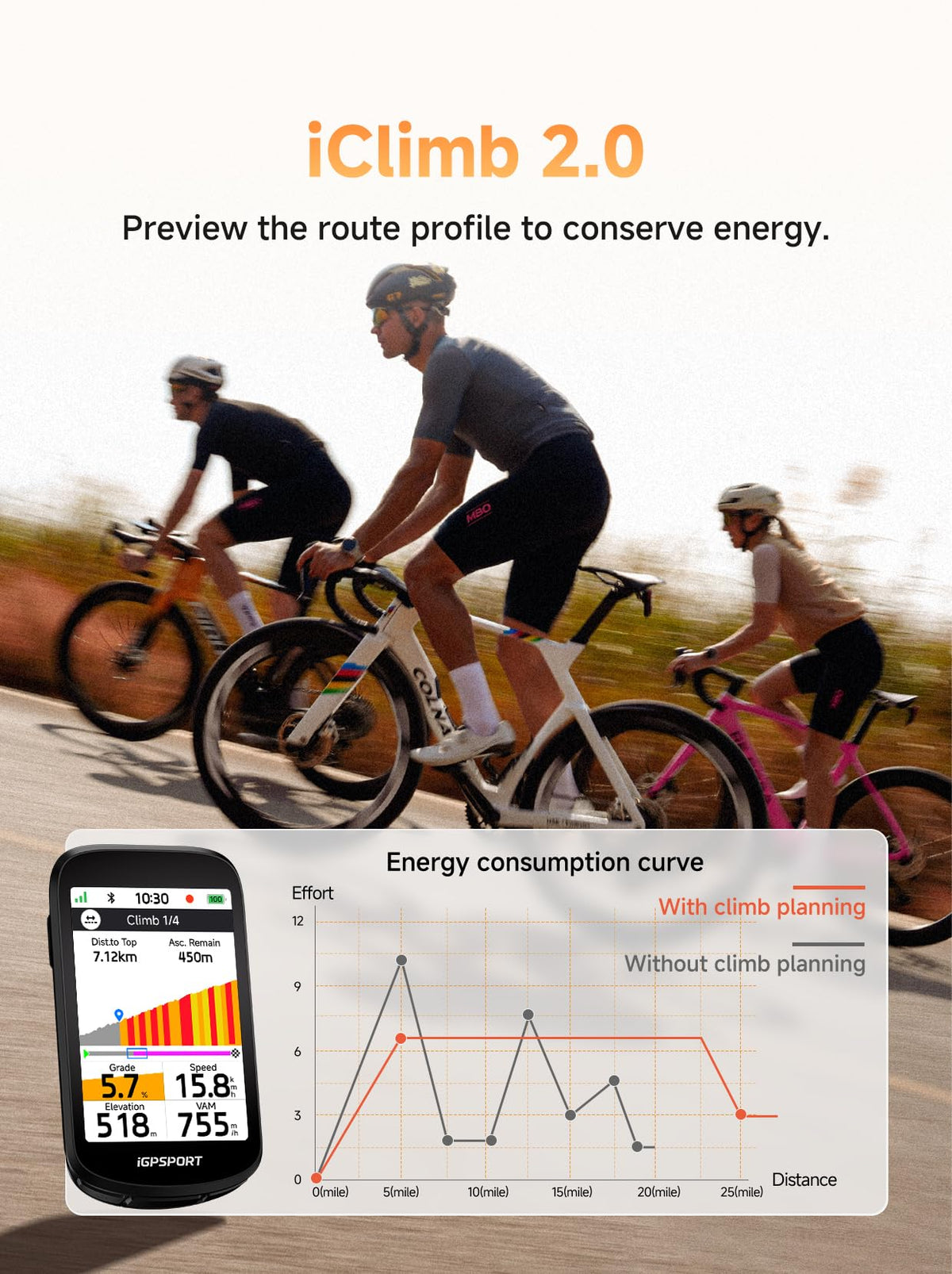 BSC500 GPS Bike Computer with 3.3 inch Touch Screen Map and Voice Navigation for Cycling Use