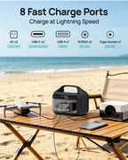 300W Portable Power Station with 30W Solar Panel for Camping Outdoor Emergency Home Backup