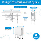 Folding adjustable height sewing craft table with drawers white home hobby workstation desk
