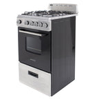 Compact gas range oven with 4 sealed burners 20 inch stainless steel kitchen cooking appliance