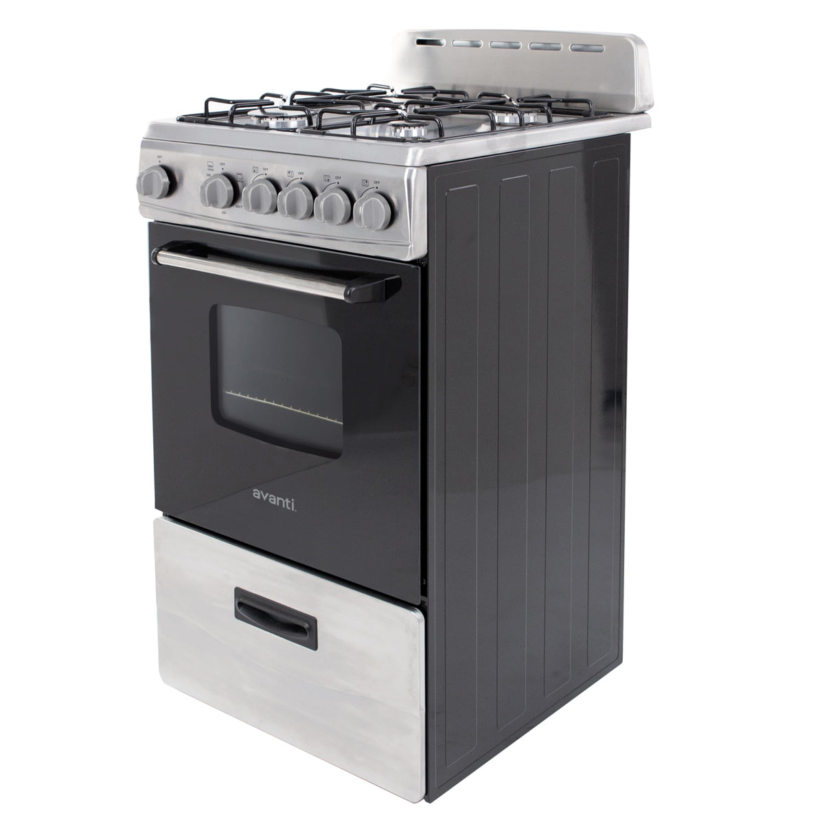 Compact gas range oven with 4 sealed burners 20 inch stainless steel kitchen cooking appliance