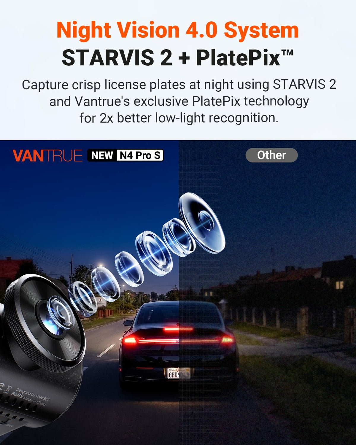 N4 Pro S 4K 3 Channel Dash Cam Triple STARVIS 2 HDR Car Camera with GPS WiFi Night Vision for Cars Trucks
