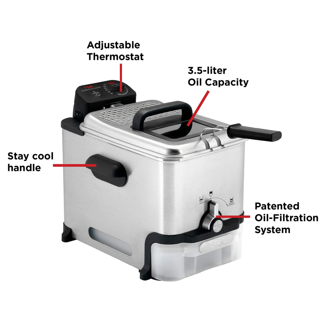 Deep Fryer with Basket 3.5L 1700W Oil Filtration Temperature Control Easy Clean Home Kitchen