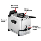 Deep Fryer with Basket 3.5L 1700W Oil Filtration Temperature Control Easy Clean Home Kitchen