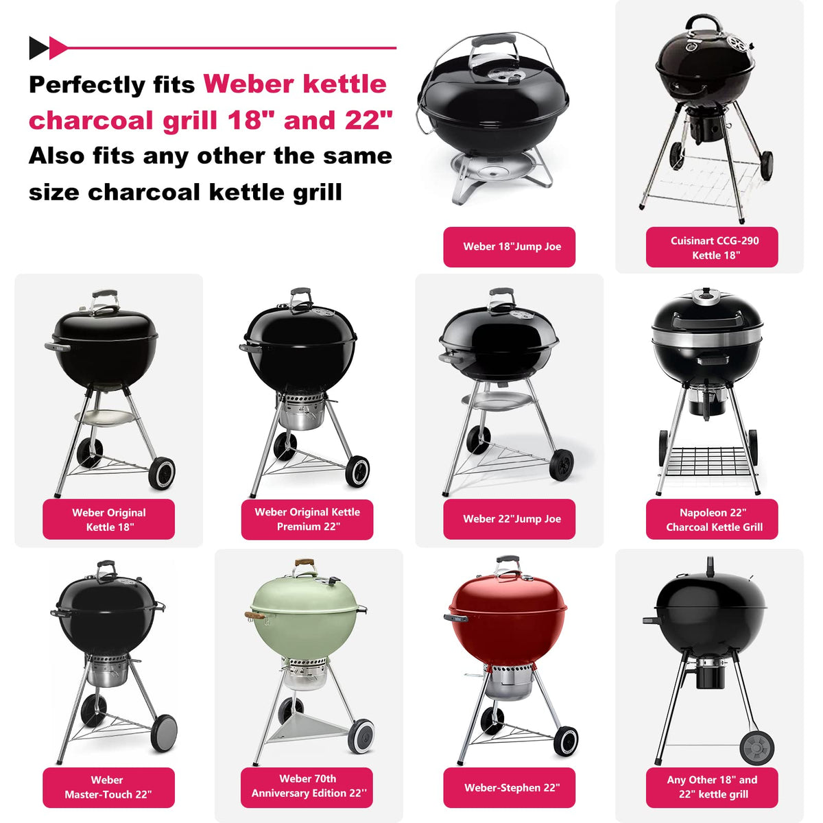 Grill table stand cart for 22 and 18 Original Kettle JumboJoe Master Touch Performer charcoal prep accessories