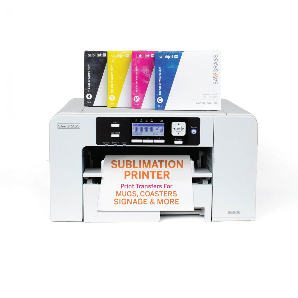 SG500 Sublimation Printer with 31 mL Inks and Paper Bundle Complete Starter Kit for High Quality Printing